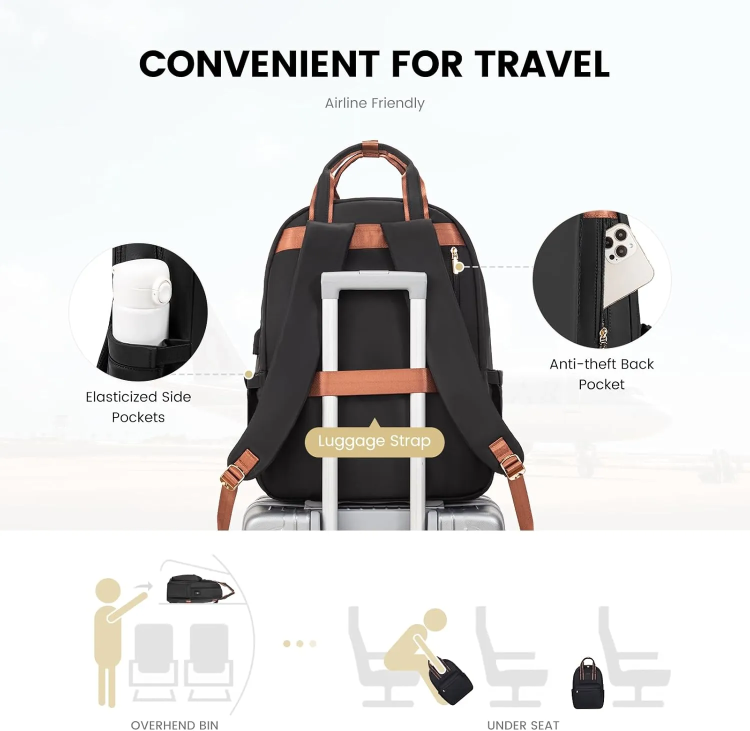 LOVEVOOK Laptop Backpack for Women, 17 Inch Travel Laptop Bag with USB Port, Waterproof Computer Backpack Purse for Work Teacher Nurse, Durable Casual Daypack