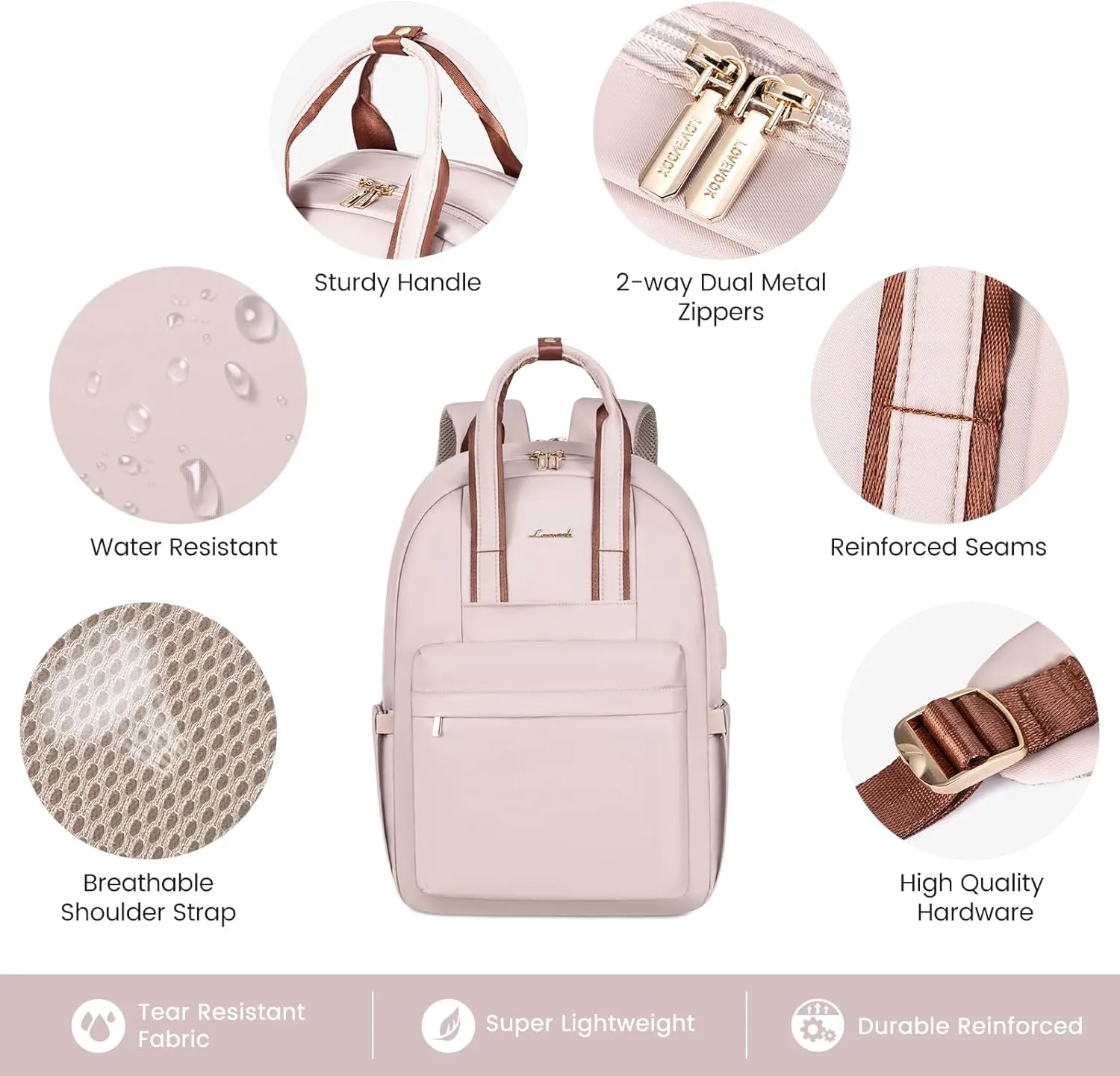 LOVEVOOK Laptop Backpack for Women, 17 Inch Travel Laptop Bag with USB Port, Waterproof Computer Backpack Purse for Work Teacher Nurse, Durable Casual Daypack