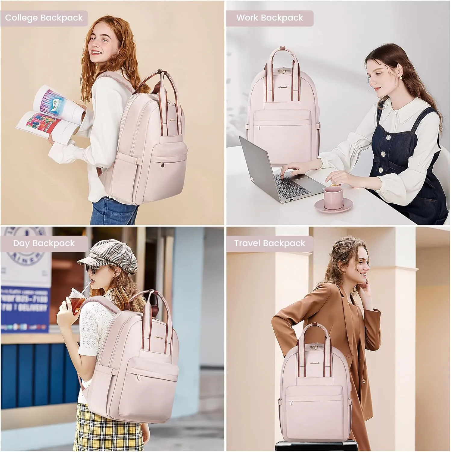 LOVEVOOK Laptop Backpack for Women, 17 Inch Travel Laptop Bag with USB Port, Waterproof Computer Backpack Purse for Work Teacher Nurse, Durable Casual Daypack