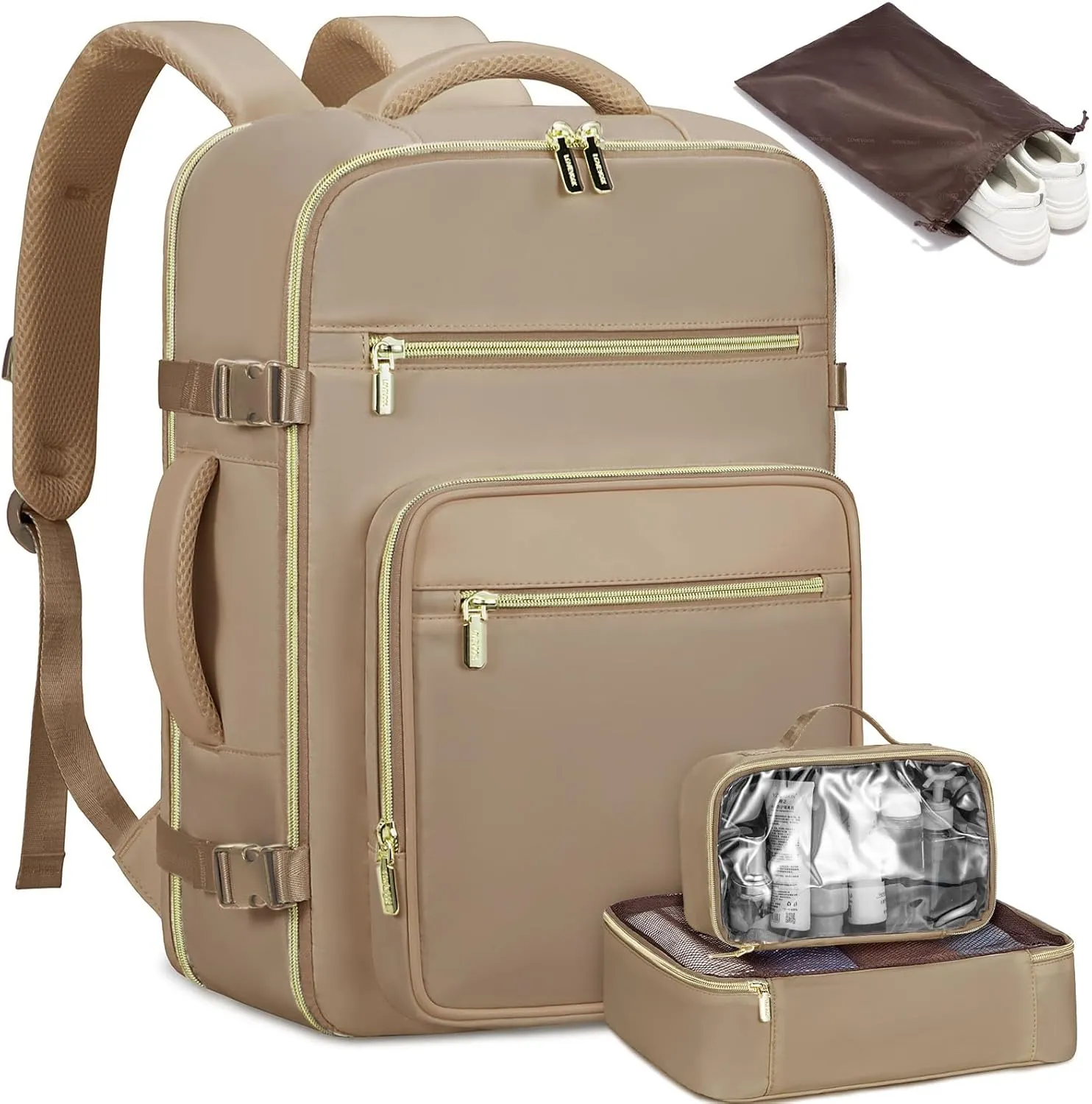 LOVEVOOK Travel Backpack For Women,40L Carry On Backpack Flight Approved,TSA Personal Item Travel Bag Fits 17 Inch Laptop,Business Weekender Overnight Daypack with Toiletry Bag and Cube