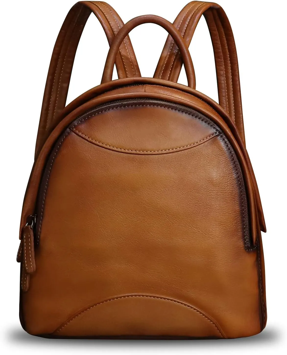 LRTO Genuine Leather Backpack Purse for Women Retro Handmade Small Casual Rucksack Satchel Back Bags Knapsack (Brown)