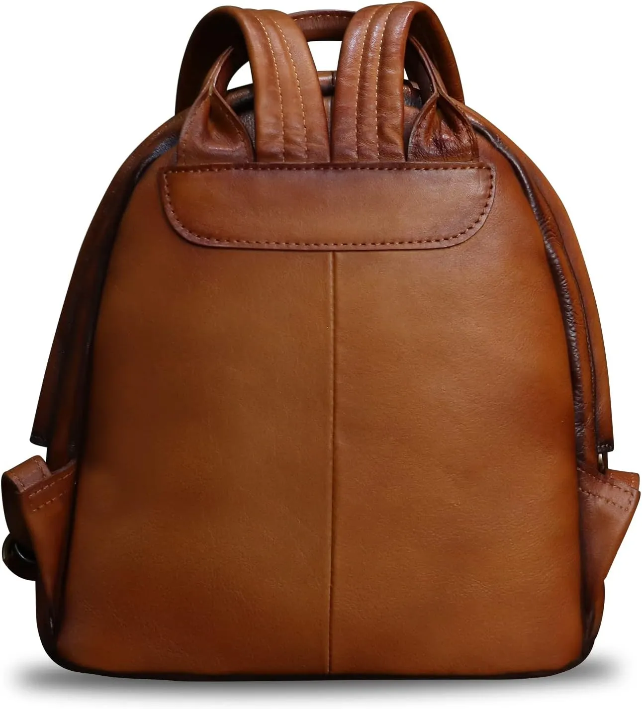 LRTO Genuine Leather Backpack Purse for Women Retro Handmade Small Casual Rucksack Satchel Back Bags Knapsack (Brown)