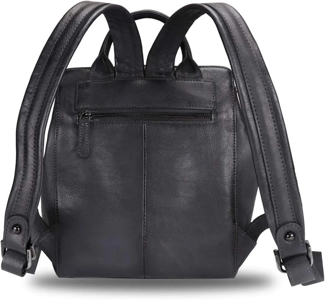 LRTO Genuine Leather Backpack Purse Vintage Casual Daypack College Bag Handmade Cowhide Knapsack Western Rucksack (Darkgrey)