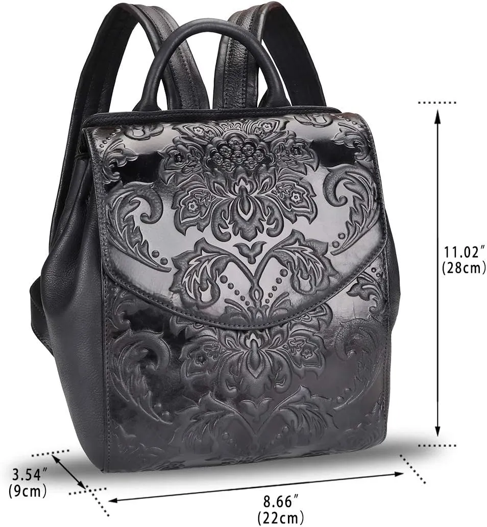LRTO Genuine Leather Backpack Purse Vintage Casual Daypack College Bag Handmade Cowhide Knapsack Western Rucksack (Darkgrey)