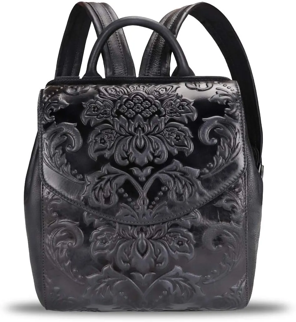 LRTO Genuine Leather Backpack Purse Vintage Casual Daypack College Bag Handmade Cowhide Knapsack Western Rucksack (Darkgrey)