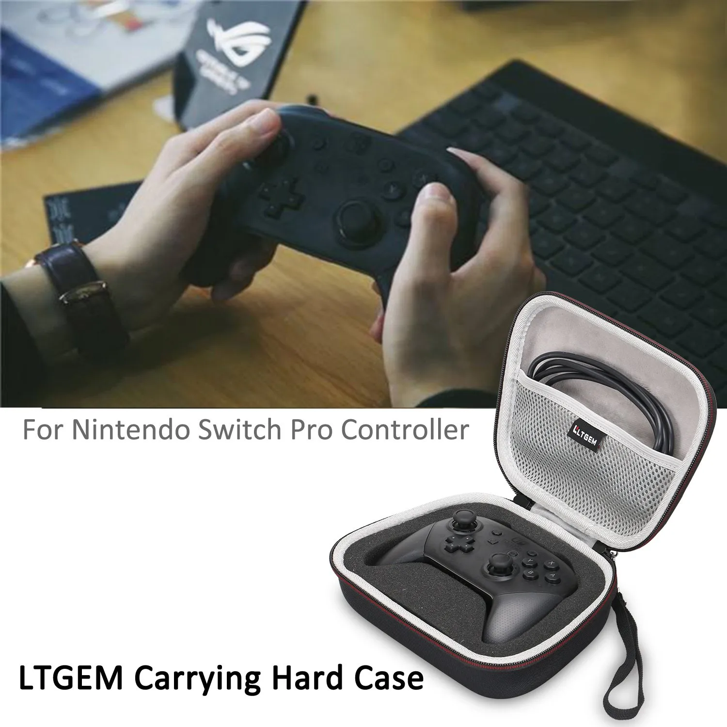 LTGEM Controller Case Compatible with Xbox Core/Xbox Elite Series 2 Core/PlayStation DualSense/GameSir G7 SE/PowerA Gaming Controller, Black Gray