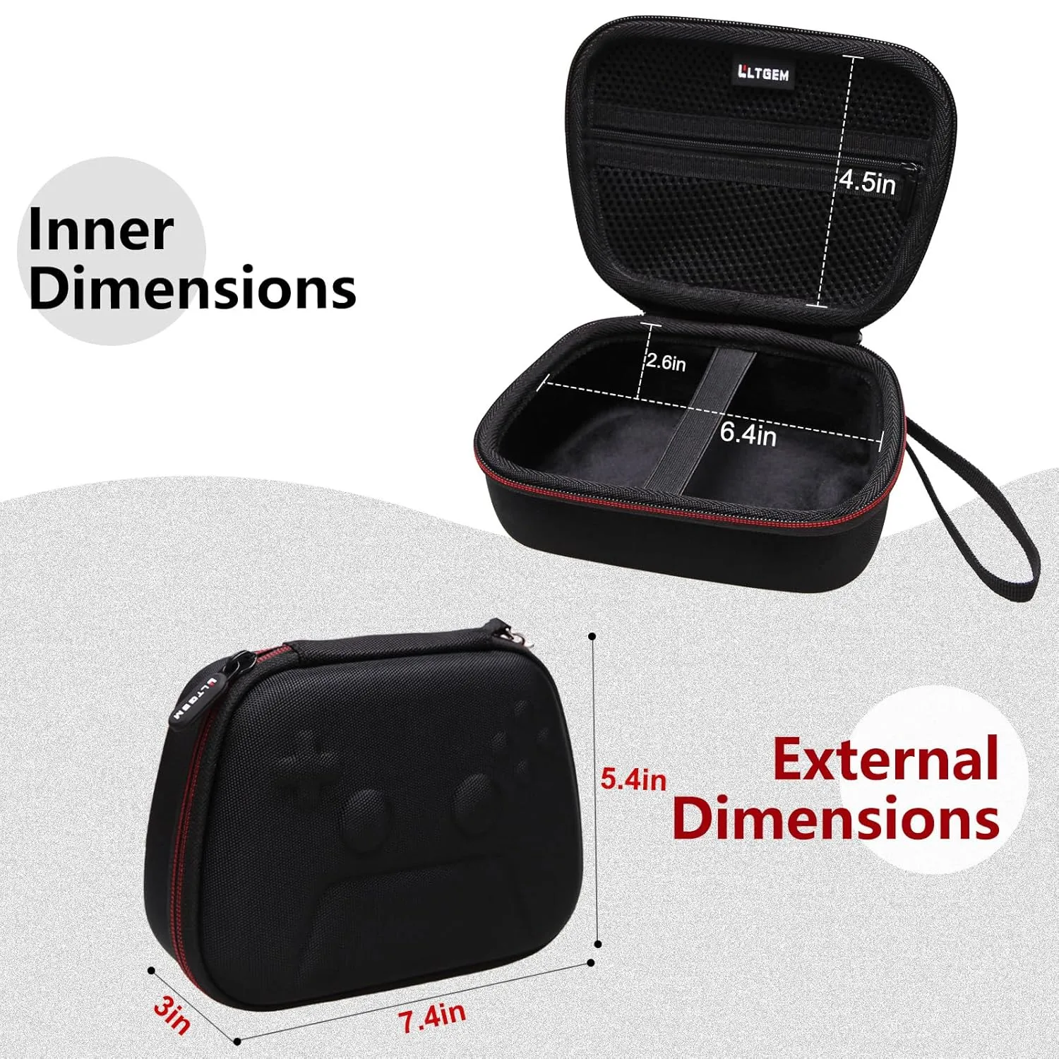 LTGEM Controller Case Compatible with Xbox Core/Xbox Elite Series 2 Core/PlayStation DualSense/GameSir G7 SE/PowerA Gaming Controller, Black
