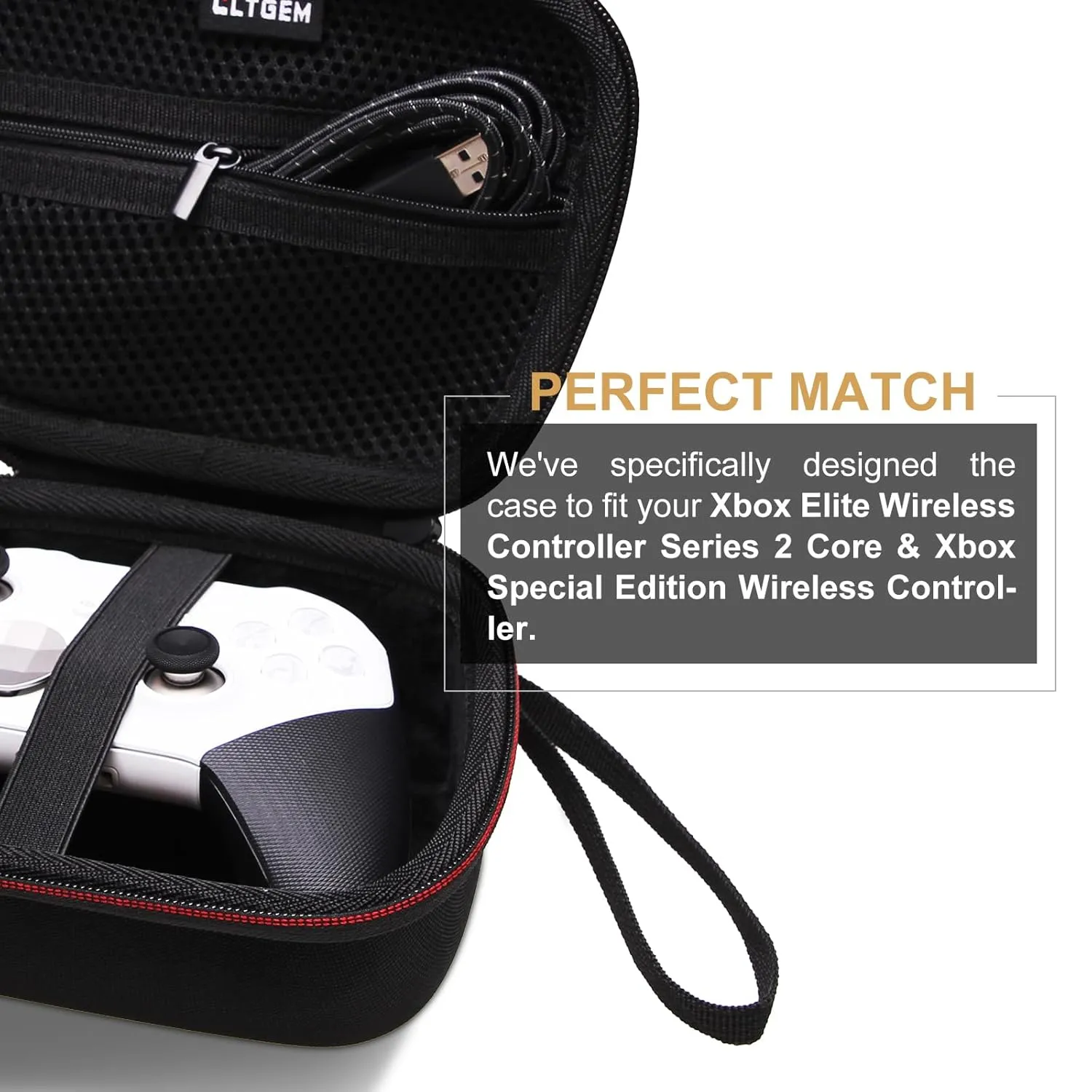 LTGEM Controller Case Compatible with Xbox Core/Xbox Elite Series 2 Core/PlayStation DualSense/GameSir G7 SE/PowerA Gaming Controller, Black