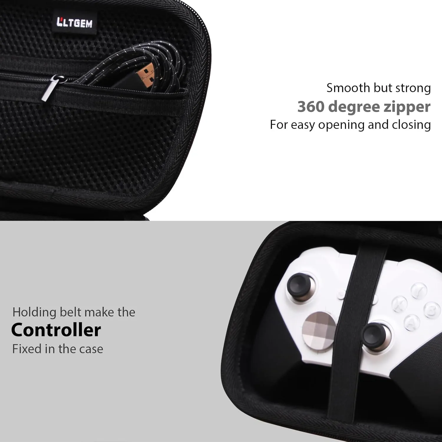 LTGEM Controller Case Compatible with Xbox Core/Xbox Elite Series 2 Core/PlayStation DualSense/GameSir G7 SE/PowerA Gaming Controller, Black