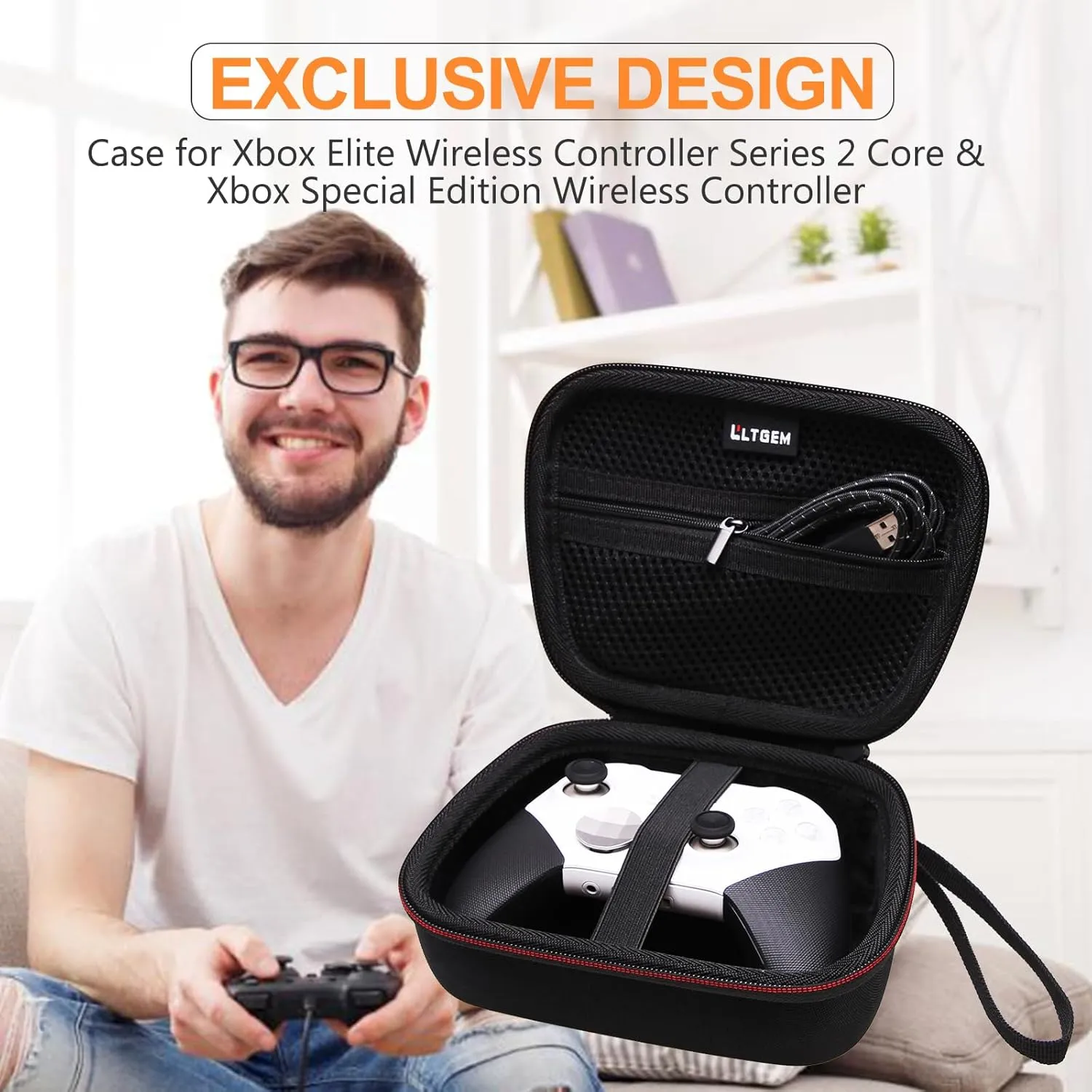 LTGEM Controller Case Compatible with Xbox Core/Xbox Elite Series 2 Core/PlayStation DualSense/GameSir G7 SE/PowerA Gaming Controller, Black