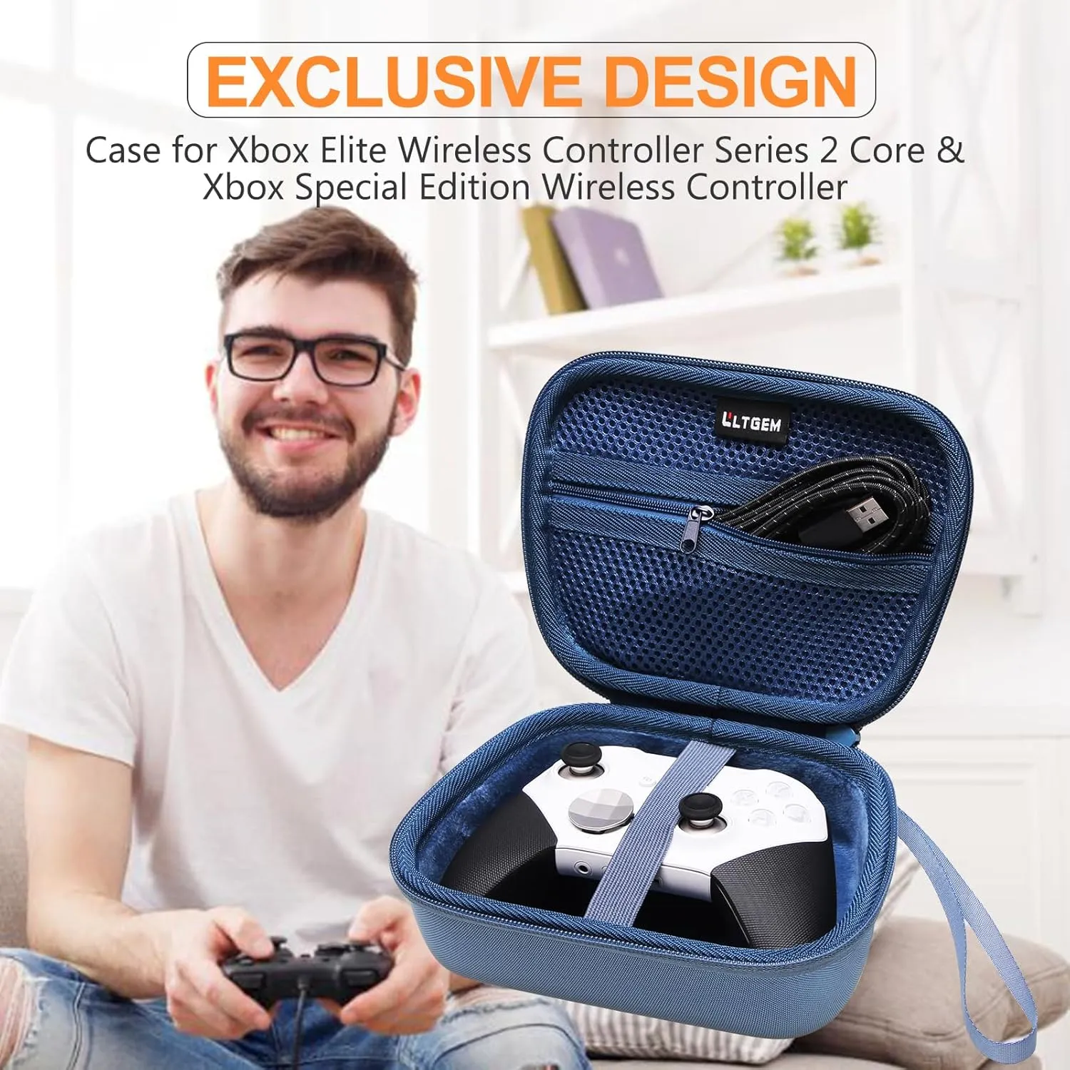 LTGEM Controller Case Compatible with Xbox Core/Xbox Elite Series 2 Core/PlayStation DualSense/GameSir G7 SE/PowerA Gaming Controller, Blue