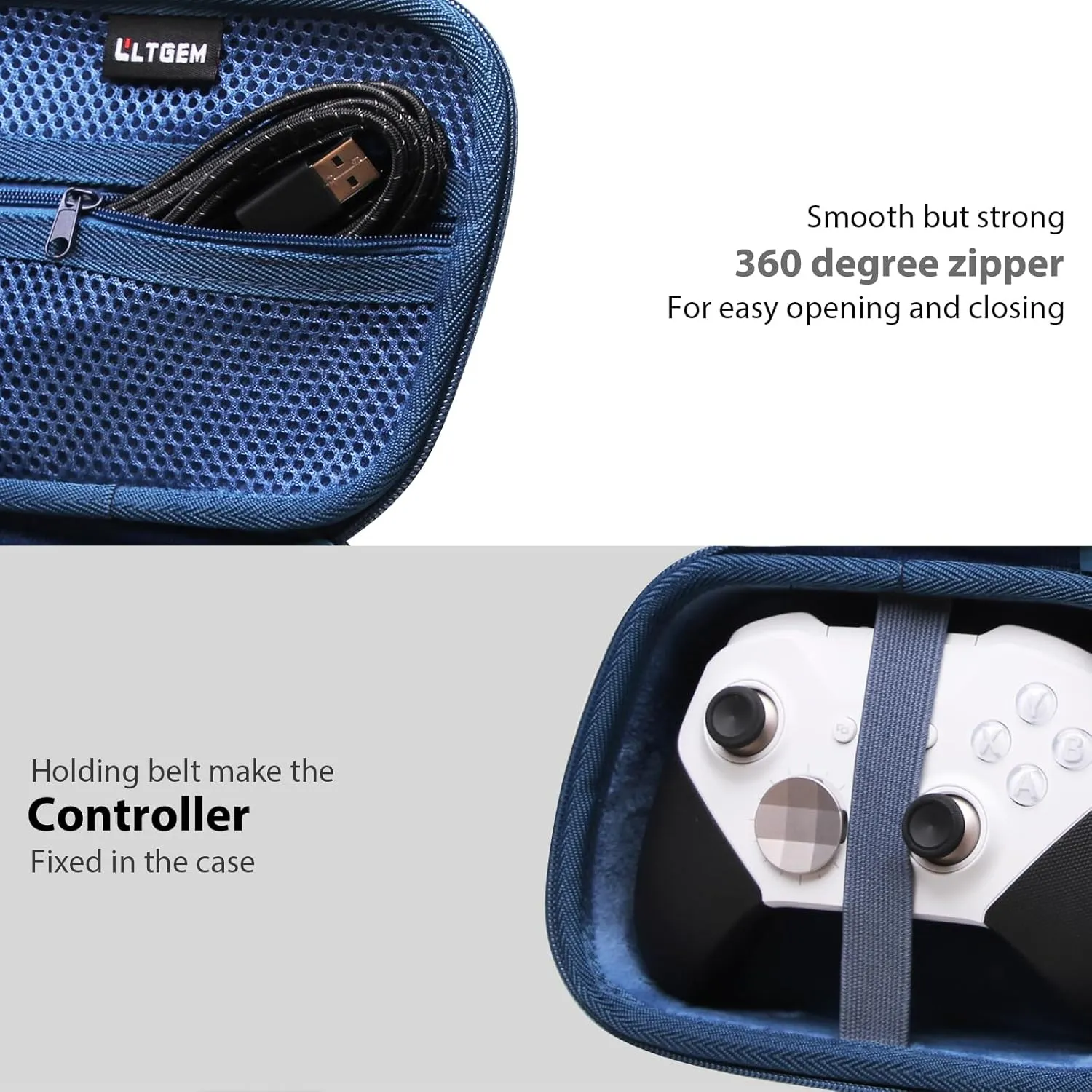 LTGEM Controller Case Compatible with Xbox Core/Xbox Elite Series 2 Core/PlayStation DualSense/GameSir G7 SE/PowerA Gaming Controller, Blue