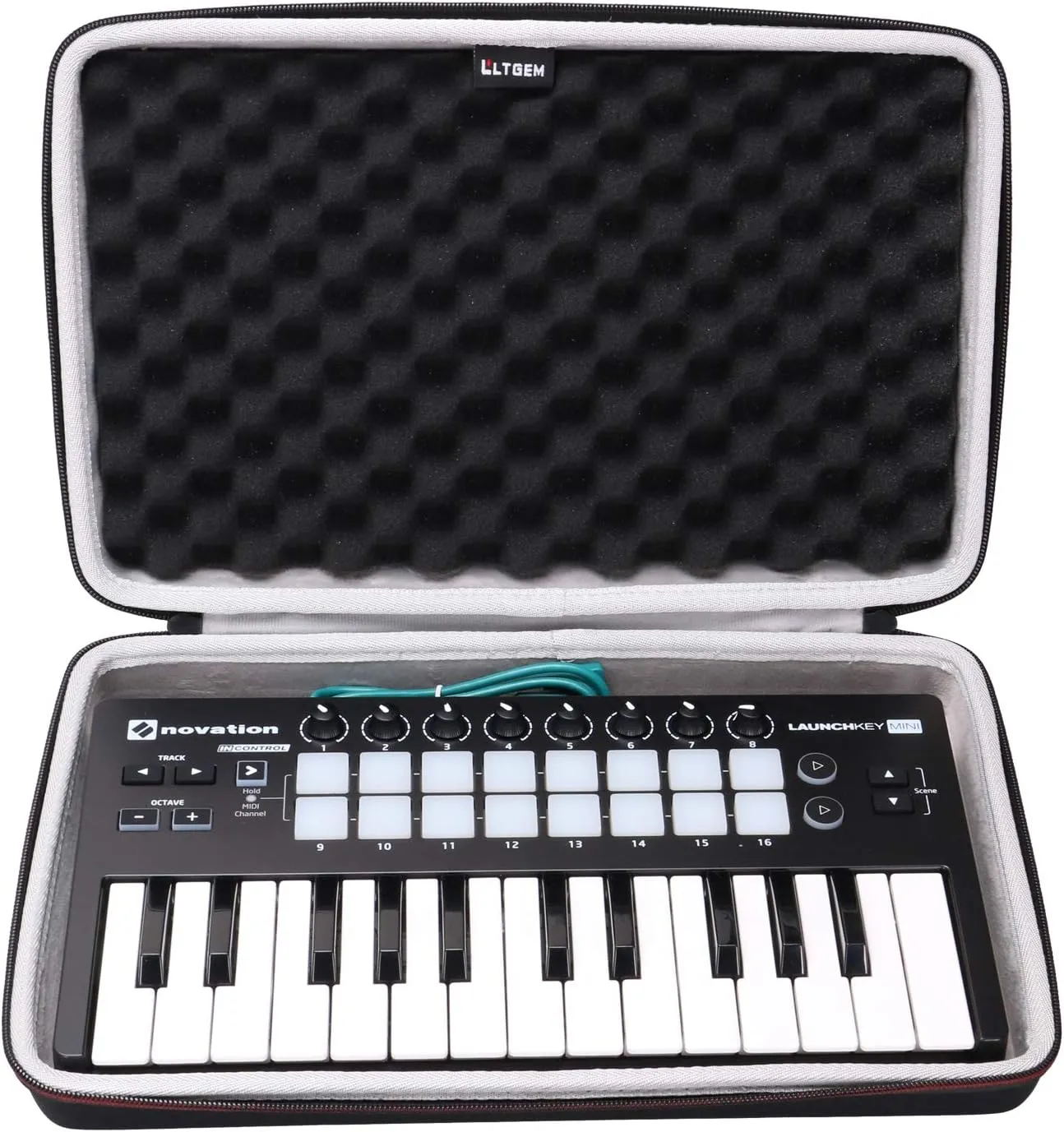 LTGEM EVA Hard Case for Novation Launchkey Mini 25-Note USB Keyboard MK2 Controller - Travel Protective Carrying Storage Bag