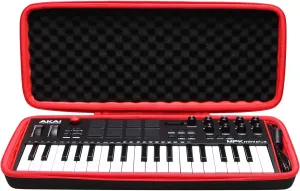 LTGEM Hard Case for Akai Professional MPK Mini Plus - USB MIDI Keyboard Controller - Travel Protective Carrying Storage Bag (Black Red)