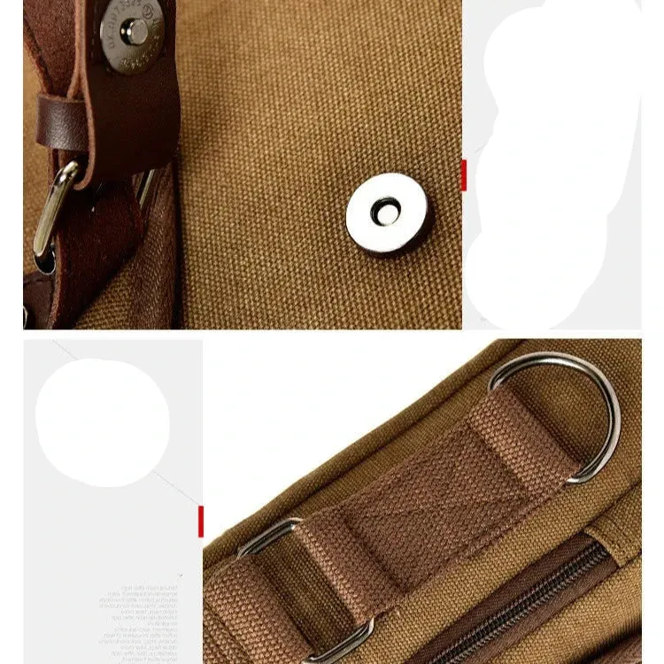 Luca | Small Canvas Crossbody Messenger Bag with Multiple Compartments