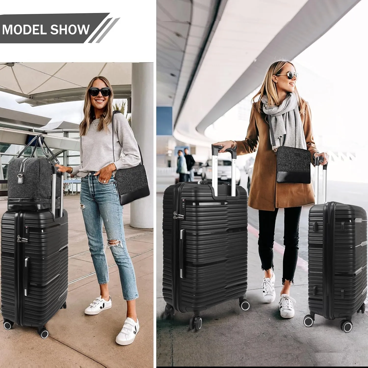 Luggage Sets 3 Pieces with Spinner Wheels Lightweight Hardshell Luggage Set of 3 with TSA Lock Suitcase Set with Carry on Weekender Duffle Bag for Travel