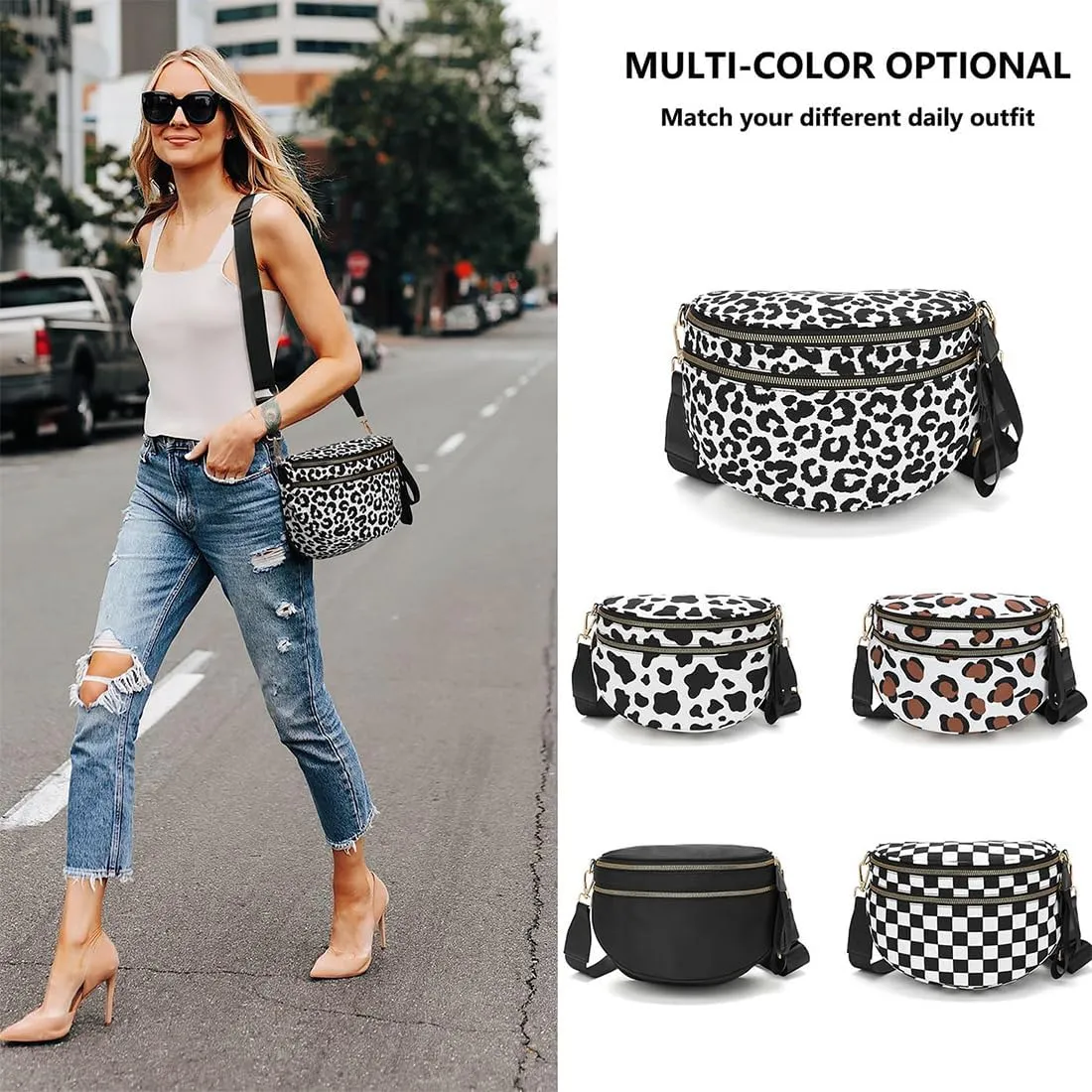 Lumeva Checkered Bum Bag, 2025 New Checkered Crossbody Bag for Women, Spacious Stylish Bumbag with Shoulder Straps (I)