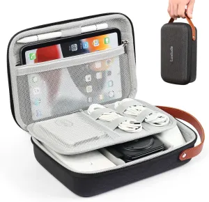 Luxtude Electronics Organizer Travel Case, Hard Case for Electronics, Hard Tech Bag (Hard Black, Single Layer)
