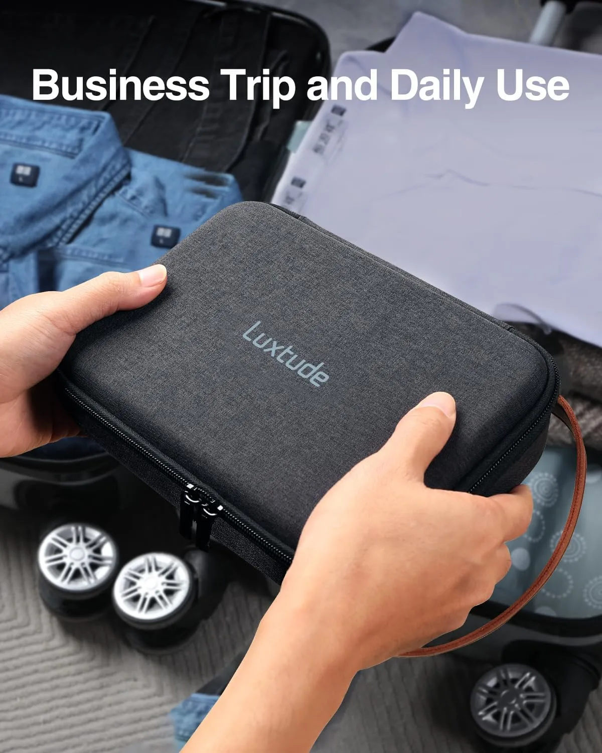 Luxtude Electronics Organizer Travel Case, Hard Case for Electronics, Hard Tech Bag (Hard Black, Single Layer)