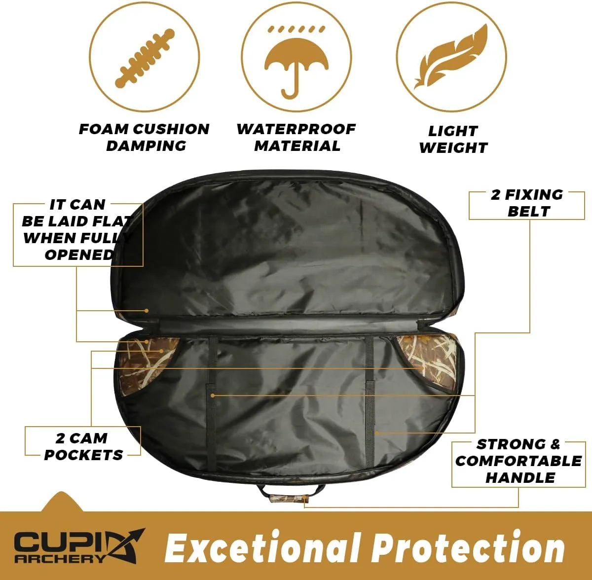 LWANO Compound Bow Case Soft Light-Weight Bow Bag with Arrow Pocket and Backpack Straps