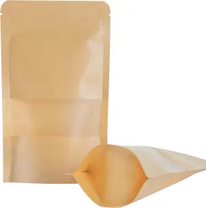 LZLPACKING Kraft Stand Up Pouches bags 100 Pcs,Brown Resealable Bags with Window for Home or Business,Coffee Bags,Zip Lock Food Storage Bags,Sealable Bags for Packaging(3.9×5.9)