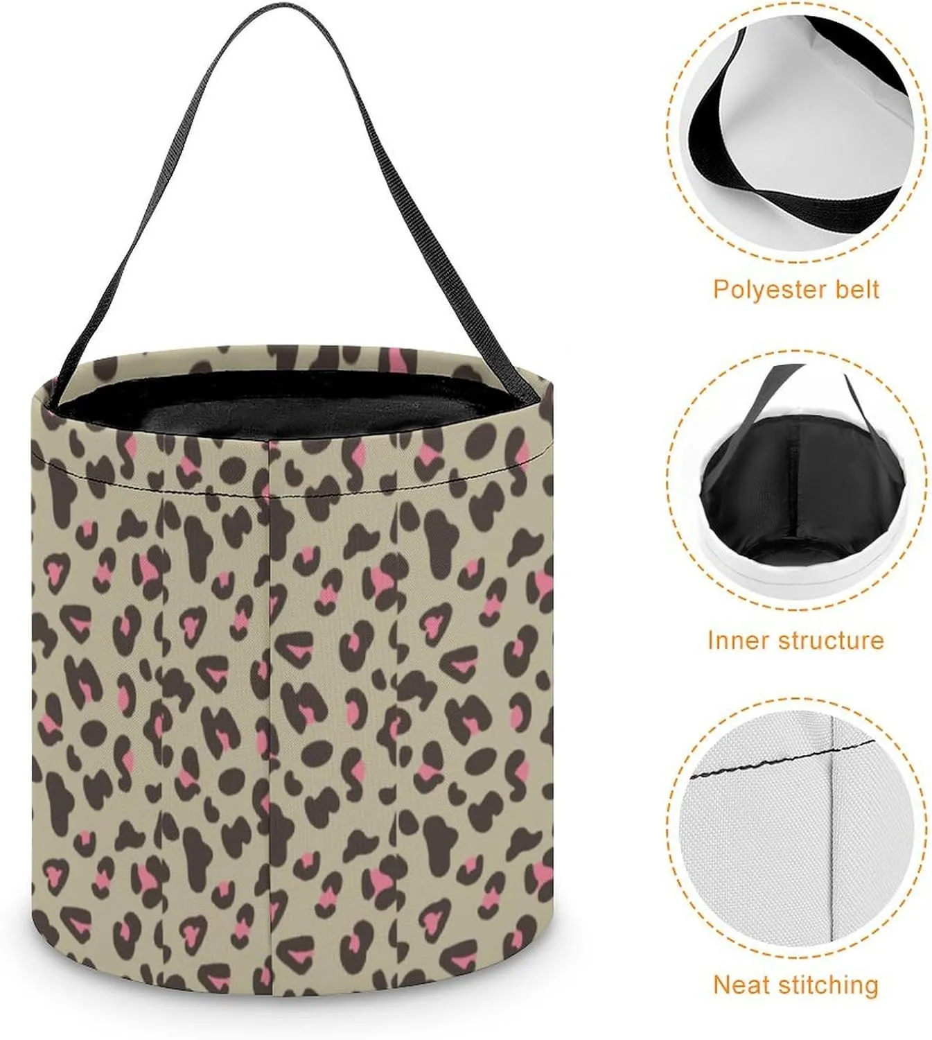 Makeup Bag, Western Style Cosmetic Bag, Large Capacity Travel Makeup Organizer, Toiletry Bag For Women & Girls With Handle and Divider (Pink Leopard)