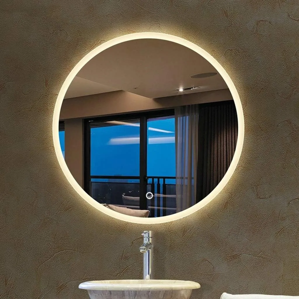 Makeup Mirror Wall Mirror Bathroom with with Touch Screen Dimmable High Definition Clarity Cosmetic Mirror Lighted Makeup Vanity Mirror (Size : 90x90cm) (Size : 60x60cm)