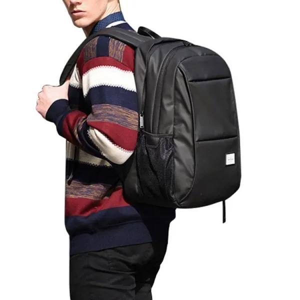 Man Computer Rucksack Travel Waterproof Backpack without USB Port Black