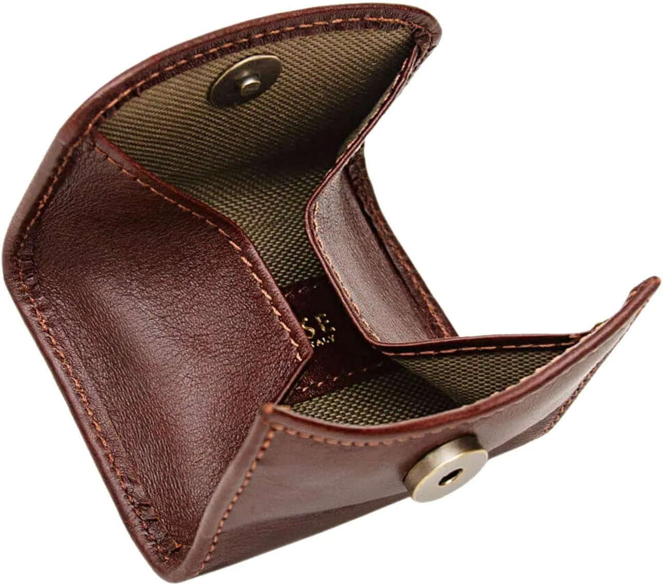 Maruse Slim Handmade Italian Leather Coin Purse for Women and Men - Brown Small Coin Pouch with Magnetic Closure, Perfect Change Purse and Stylish Leather Pouch.