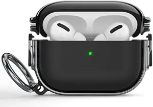 Maxjoy for AirPods Pro 2nd/1st Generation Case with Lock, Cute AirPods Pro 2 Case Lock Protective Hard AirPod Pro Cover for Women Men with Keychain for Airpod Pro (2023/2022/2019), Black/Grey