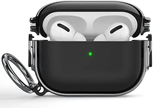 Maxjoy for AirPods Pro 2nd/1st Generation Case with Lock, Cute AirPods Pro 2 Case Lock Protective Hard AirPod Pro Cover for Women Men with Keychain for Airpod Pro (2023/2022/2019), Black/Grey