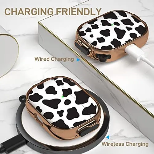 Maxjoy for AirPods Pro 2nd/1st Generation Case with Lock, Cute AirPods Pro 2 Case Lock Protective Hard AirPod Pro Cover for Women Men with Keychain for Airpod Pro (2023/2022/2019), Cow Print