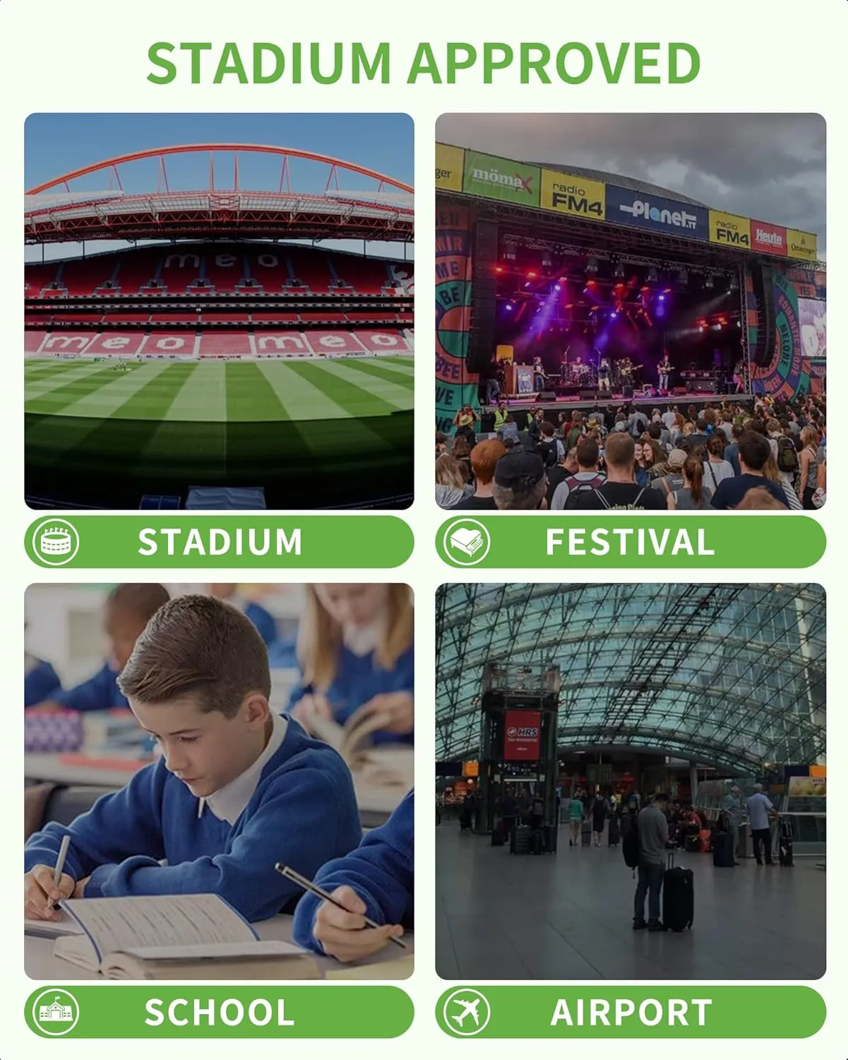 MAY TREE Clear Backpack Stadium Approved for Women and Men, Clear Bag for Stadium Events, Transparent bag for Concert Sporting Festival, Black