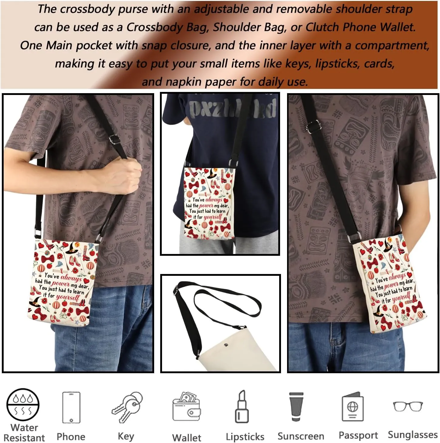 MBMSO Fantasy Musical Gifts You've Always Had the Power My Dear Crossbody Bag Movie Inspired Gifts for Fans Movie Lover Purse