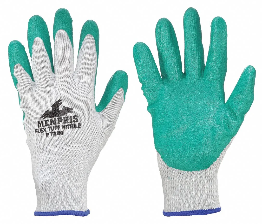 MCR SAFETY FlexTuff Nitrile Coated Gloves, Size S, ANSI Abrasion Level 6