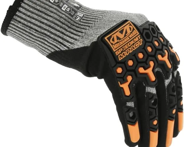 Mechanix Wear SpeedKnit M-Pact Work Gloves, 1 Pair - Impact and Abrasion Resistant, Cut Protection, Strong Grip Gloves, Touch Capable (Gray, Medium)