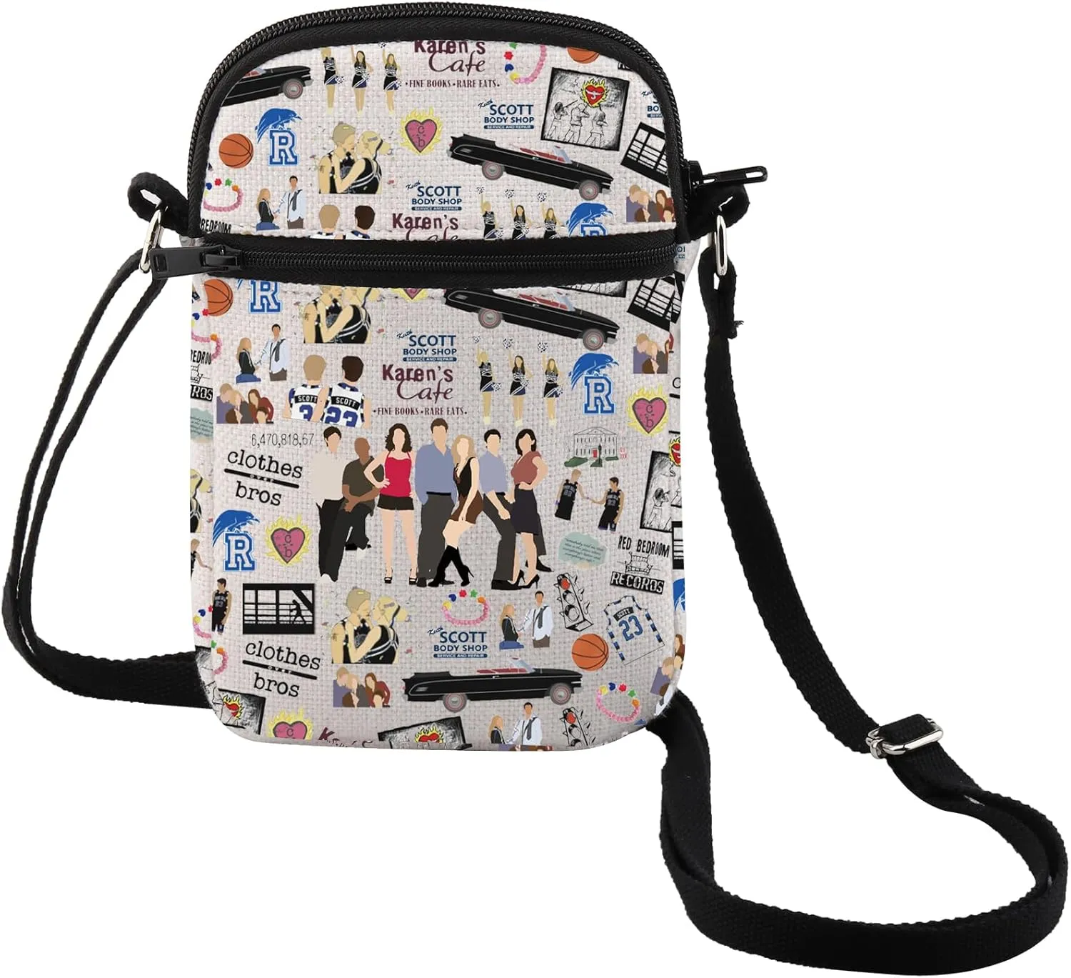 MEIKIUP Basketball TV Show Crossbody Bag C over B Shoulder Bag Hill Basketball Lover Gift Scott Fans Brothers Gift