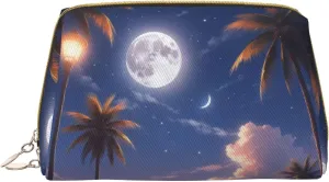Melodic Moonlight Printed Small Makeup Bag,Travel Cosmetic Bag Purse with Zipper,Water-resistant Makeup Organizer Bag for Women