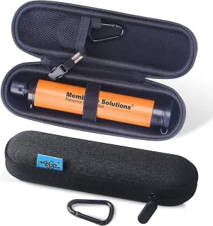 Membrane Solutions Orange Personal Water Filter Straw with Protect Carry Case, 0.1μm Outdoor Portable Backup Filtration Emergency Survival Gear, Drinking Water Purifier Straw Bag for Camping Travel