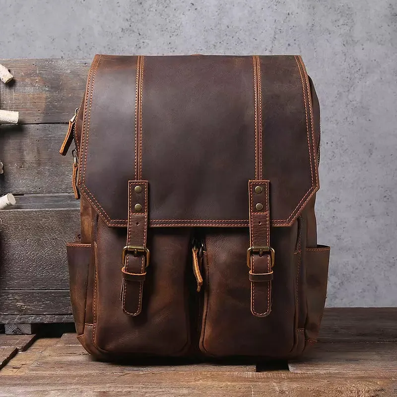 Men Leather Backpack Crazy Horse