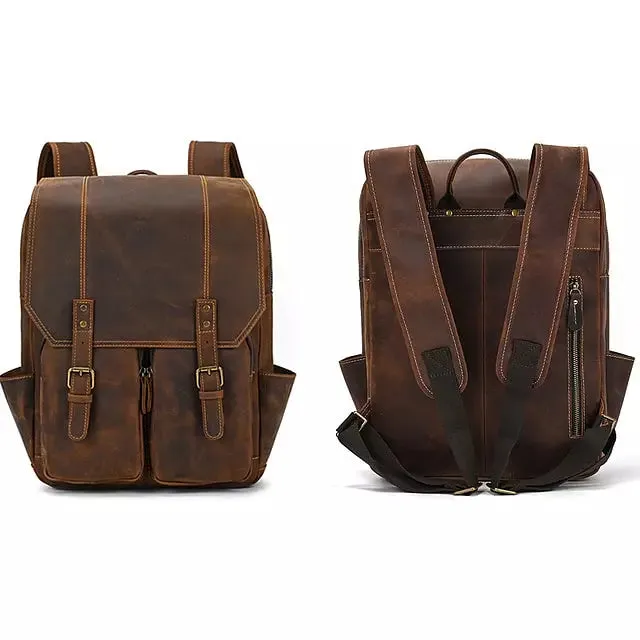 Men Leather Backpack Crazy Horse