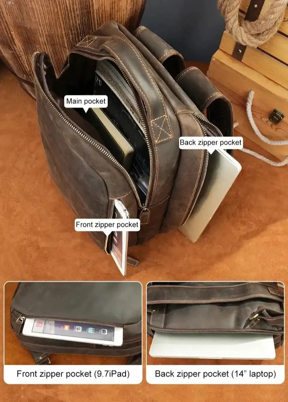 Men's Genuine Leather Laptop Bag
