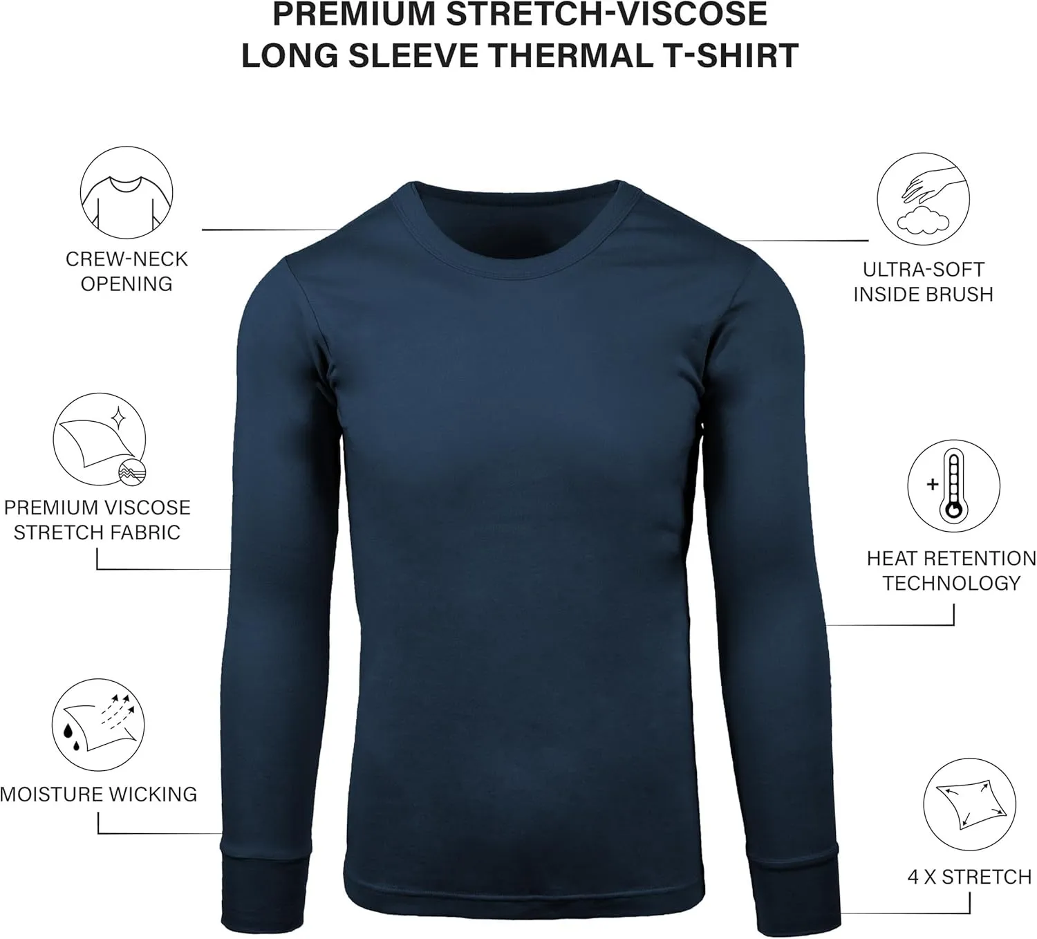 Mens Long Sleeve Thermal Shirts | Base Layer Shirts Cold Weather -Multi Pack