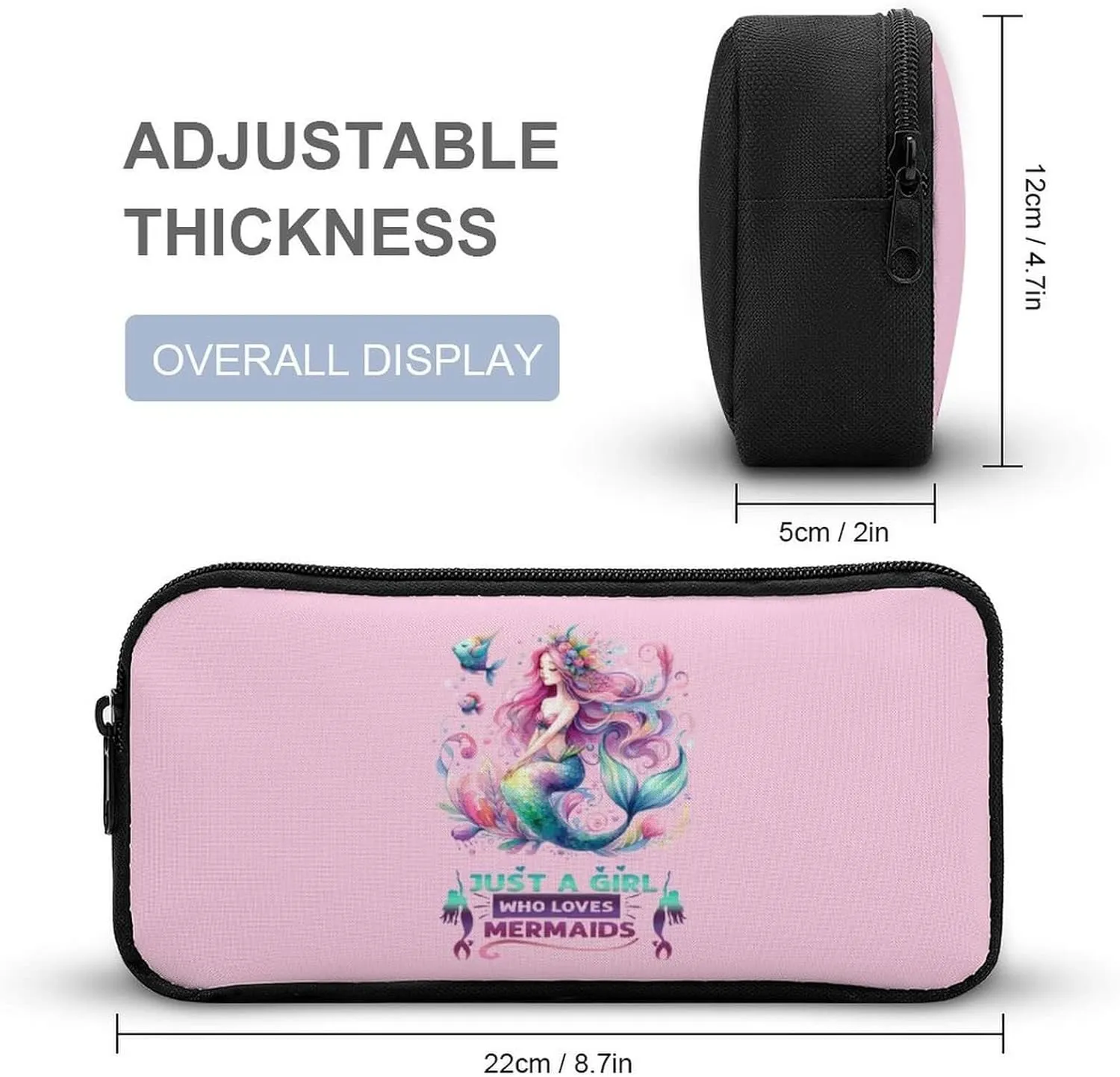 Mermaid Backpack with Lunch Box & Pencil Case for Kids Girls Boys School, 16 Inch Cute Mermaids Bookbag, School Backpack for Students Children, Lightweight, Large Capacity