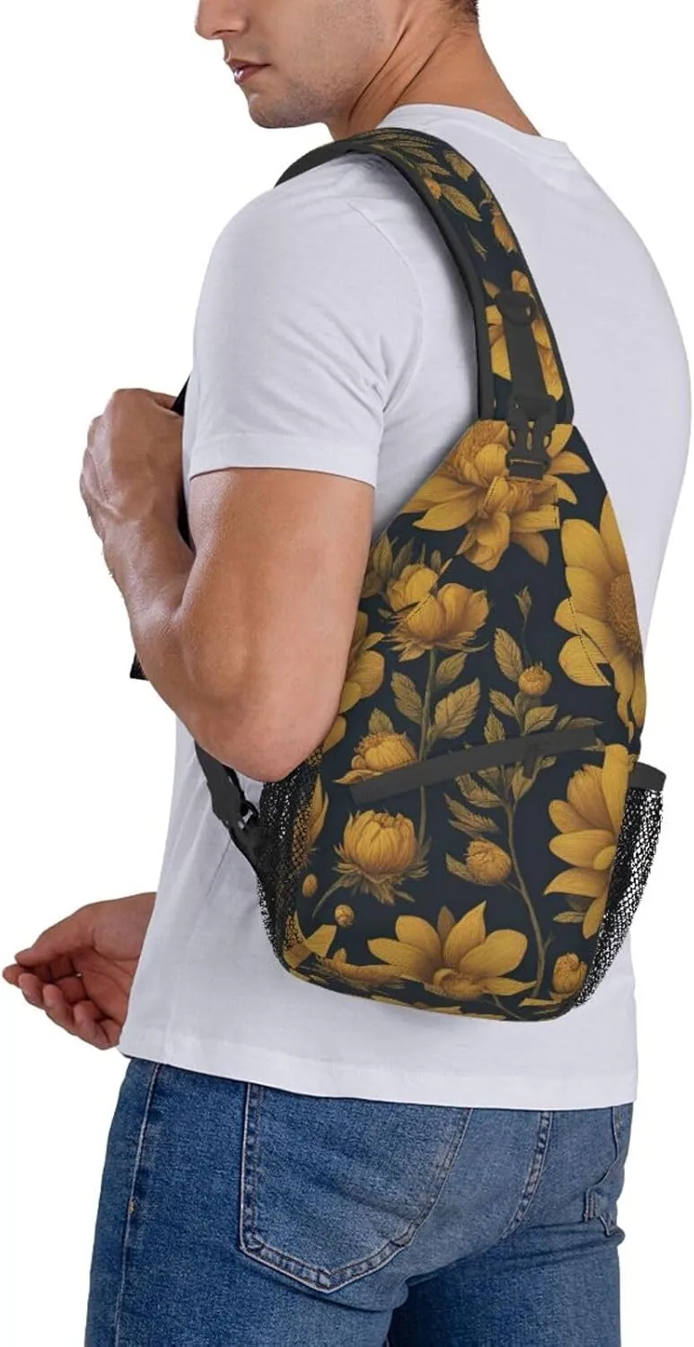Merry Christmas Cute Snowman 1 Printed Canvas Sling Bag Crossbody Backpack, Hiking Daypack Chest Bag For Women Men