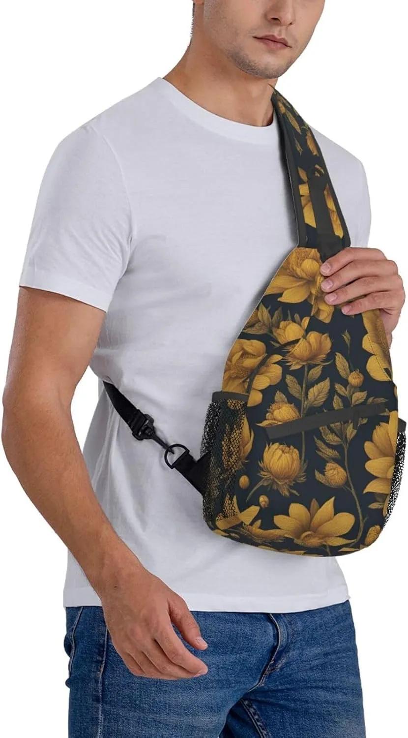Merry Christmas Cute Snowman 1 Printed Canvas Sling Bag Crossbody Backpack, Hiking Daypack Chest Bag For Women Men