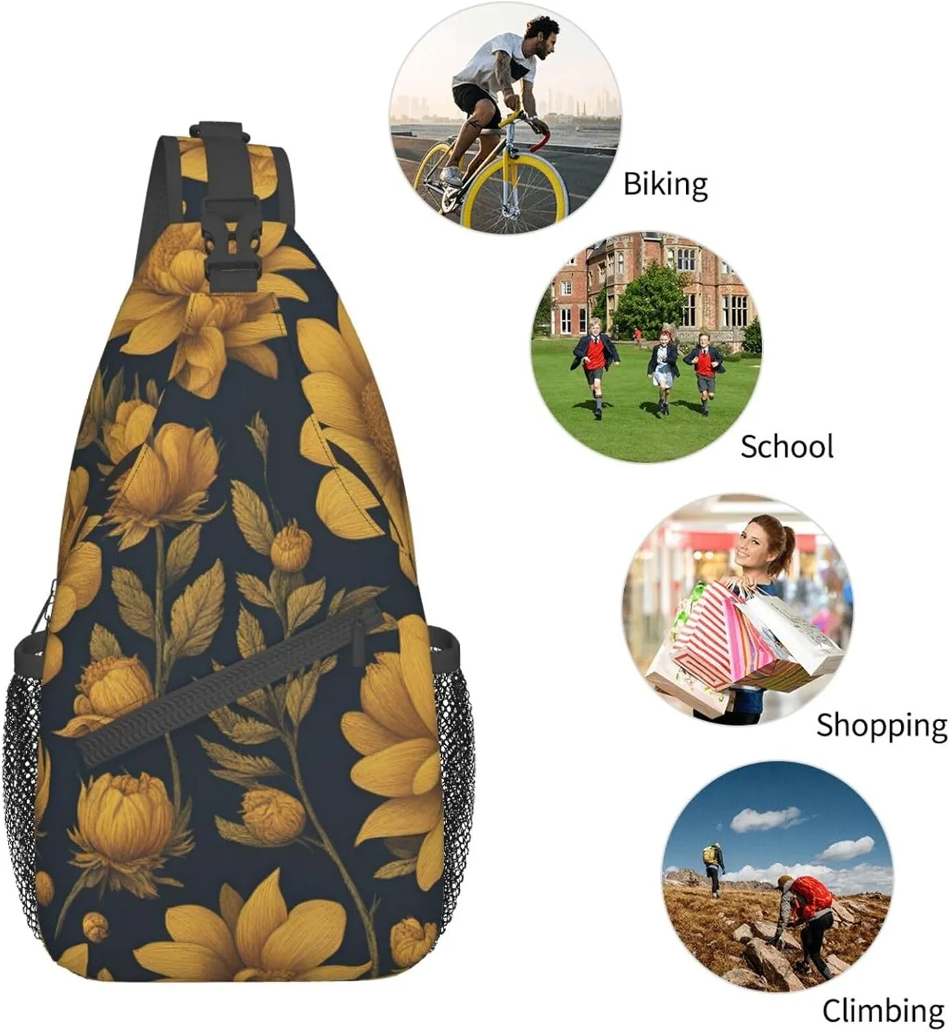 Merry Christmas Cute Snowman 1 Printed Canvas Sling Bag Crossbody Backpack, Hiking Daypack Chest Bag For Women Men