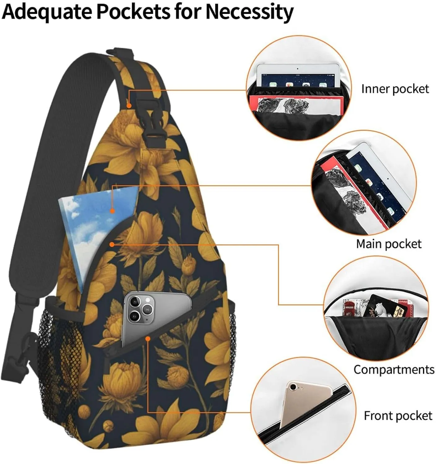 Merry Christmas Cute Snowman 1 Printed Canvas Sling Bag Crossbody Backpack, Hiking Daypack Chest Bag For Women Men