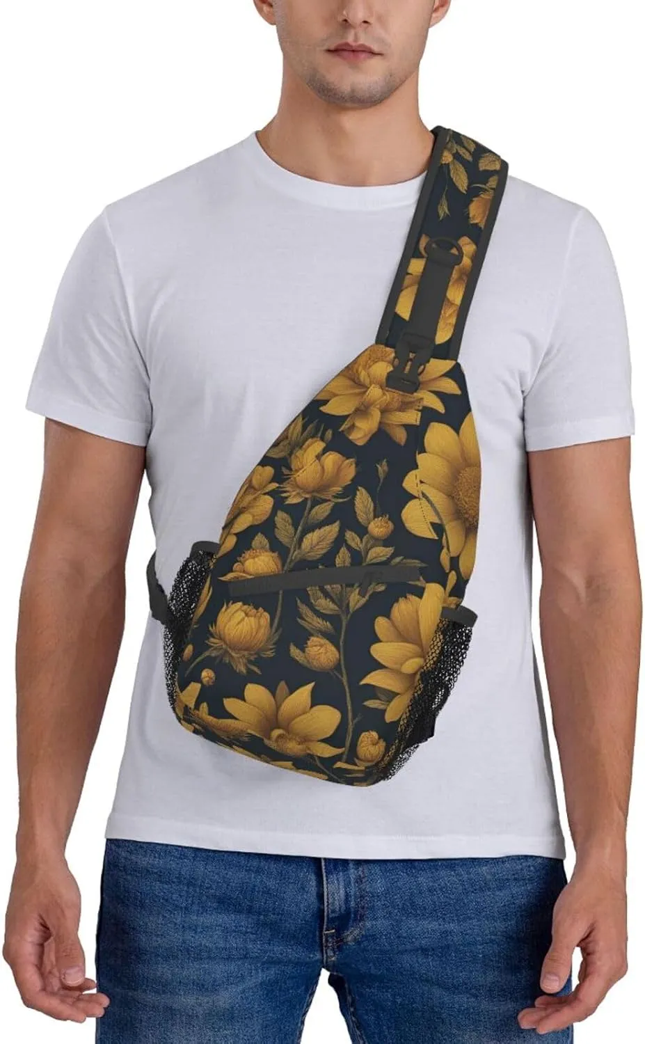 Merry Christmas Cute Snowman 1 Printed Canvas Sling Bag Crossbody Backpack, Hiking Daypack Chest Bag For Women Men