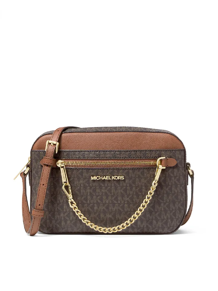 Michael Kors Jet Set Item Large Logo Crossbody Bag Brown
